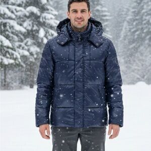 Snow Men's Glossy Blue Puffer Jacket NWT